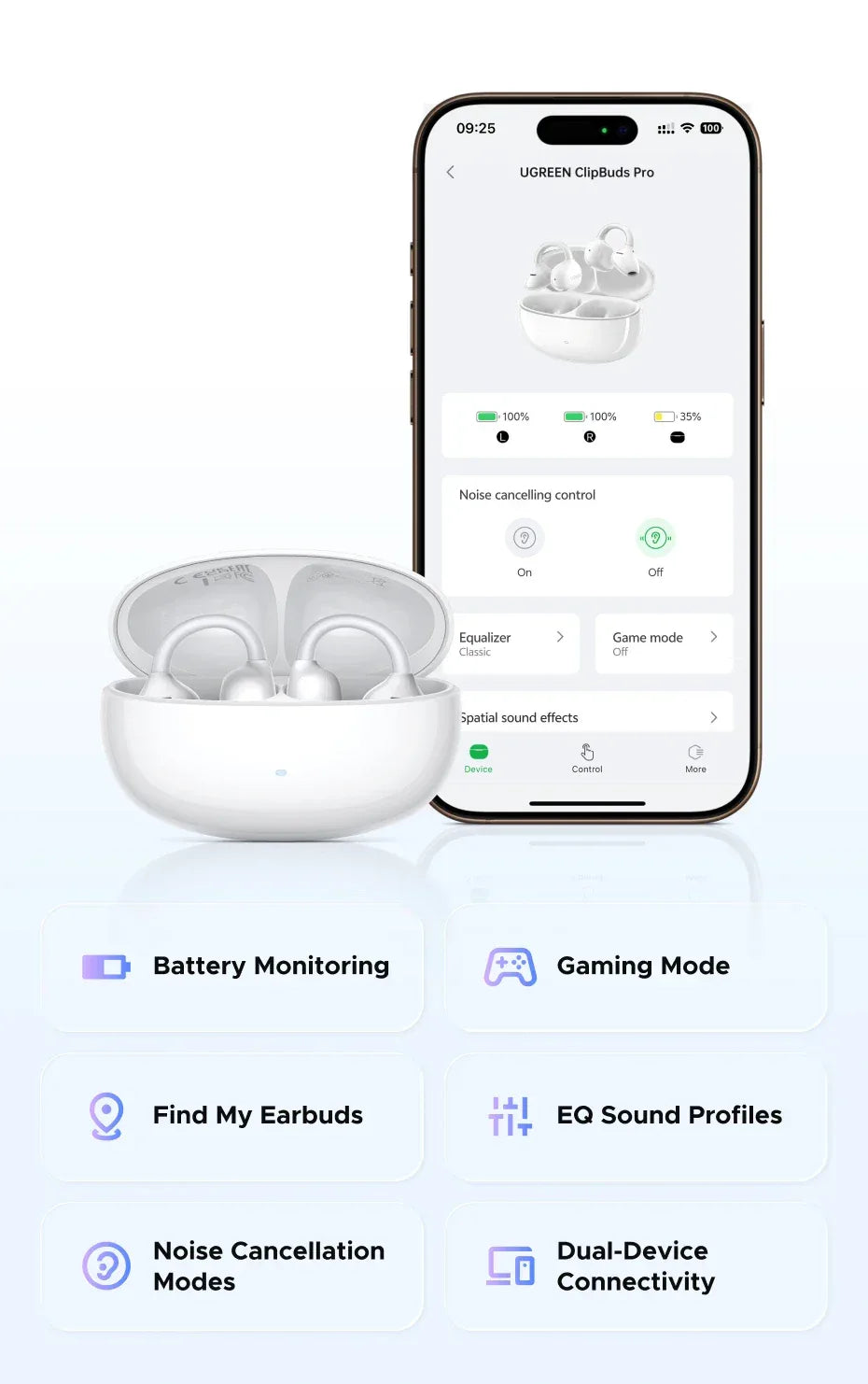 Tidesmit Open Ear Wireless Headphones with ANC - 35 Hour Battery Life Tidesmit