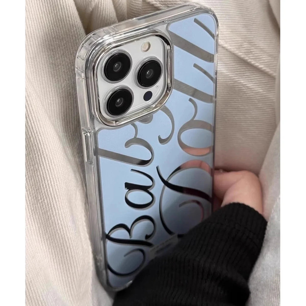 Mirror Phone Case for iPhone 16 Pro Max - Shock-Absorbing Blue Silver Finish Tidesmit