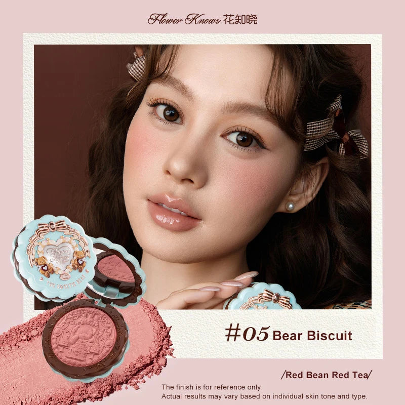 Tidesmit Flower Knows Sweetie Bear silk satin blush shade swatch showing long lasting matte powder texture