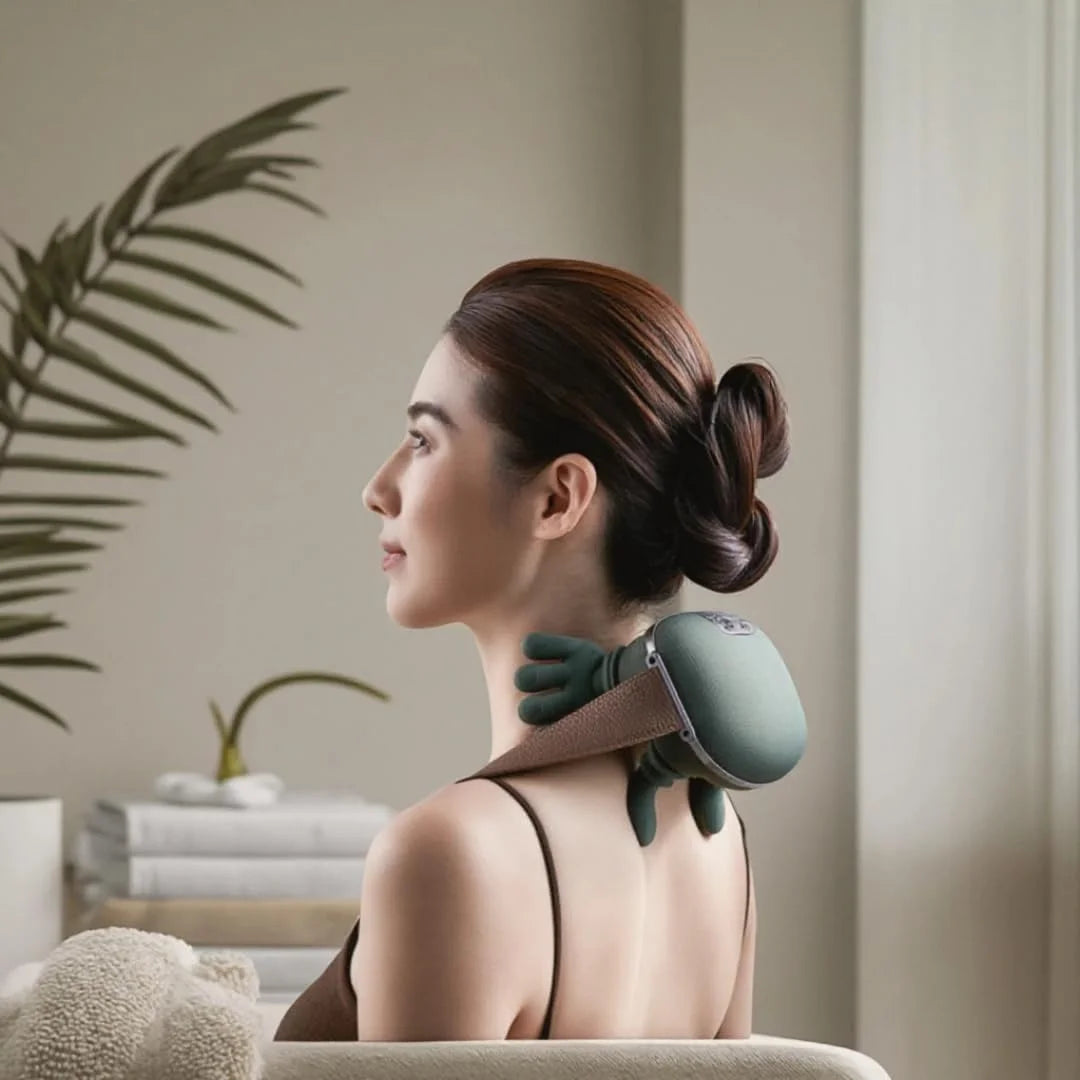 Portable Neck and Back Massager - 4D Shiatsu Deep Tissue Heat Therapy Back Massage Instrument Tidesmit
