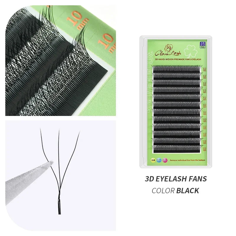 GLAMLASH L/LU/M W Shape Eyelash Extension 3D Premade Volume Fan Lashes W Style YY Lashes Faux Mink Volume Lashes Natural
