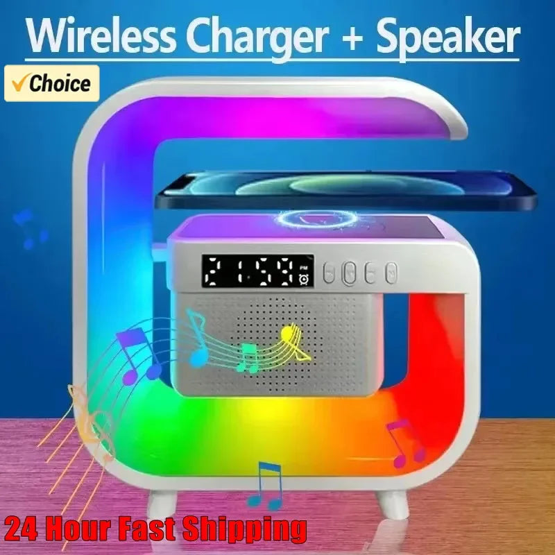 Wireless Charger Stand with Bluetooth Speaker and RGB Light - G3 Black Tidesmit