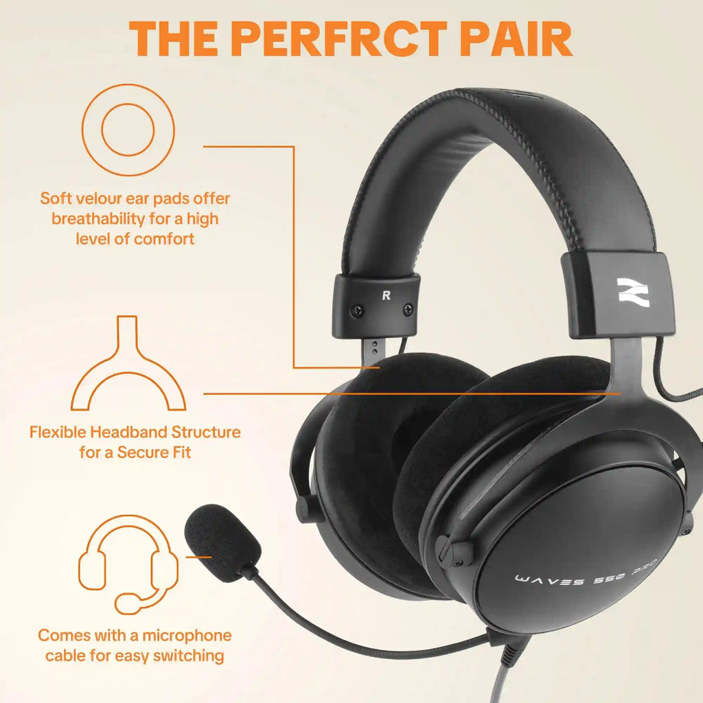 Wired Studio Headphones Over-Ear Monitor - Detachable Cable (W550x) Tidesmit