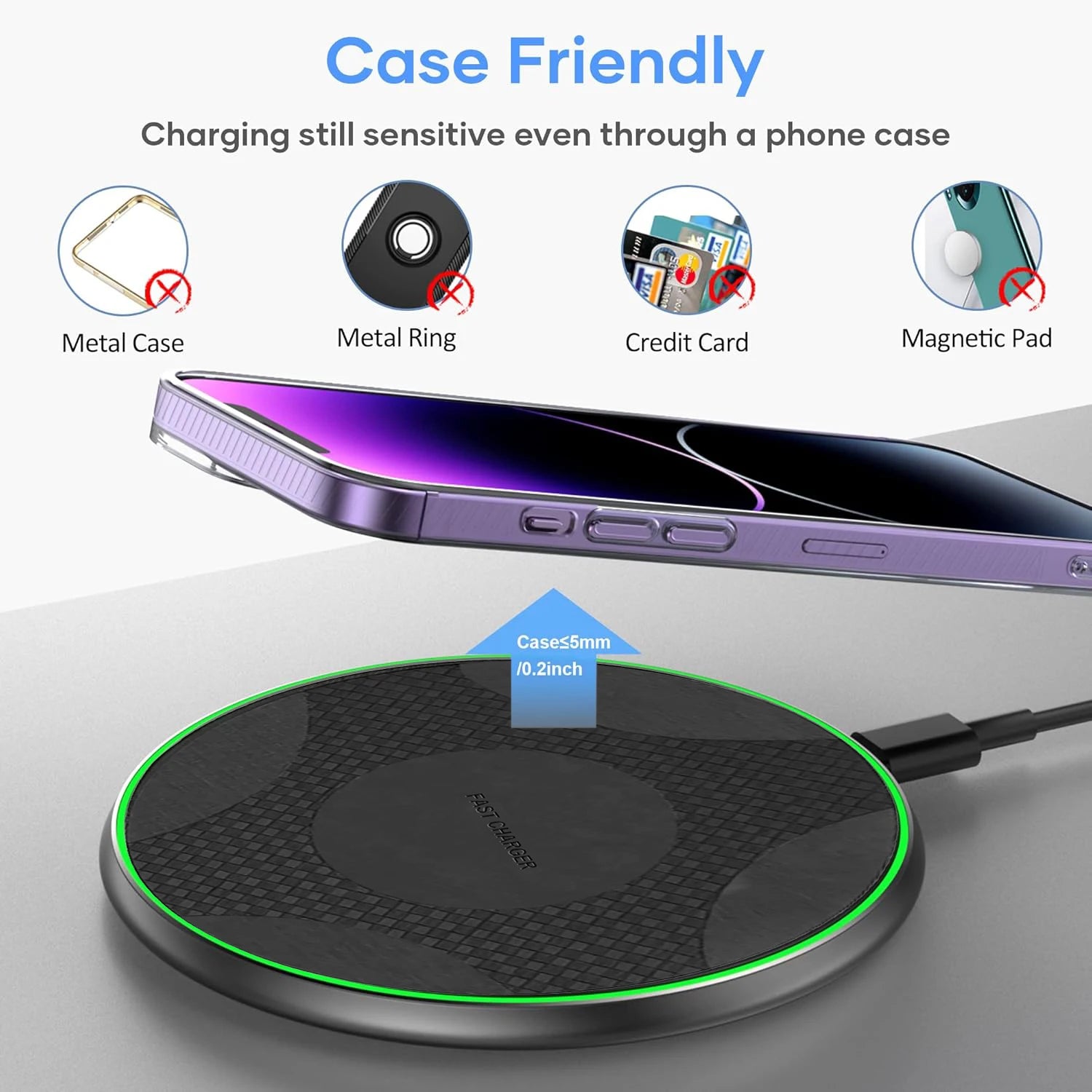 Wireless Charger Pad | Qi Certified Fast Charging for iPhone Tidesmit