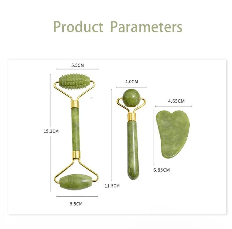 Jade Roller and Gua Sha Set | Natural Stone Facial Lifting Massage Tool Body Shaping Massage Equipment Tidesmit