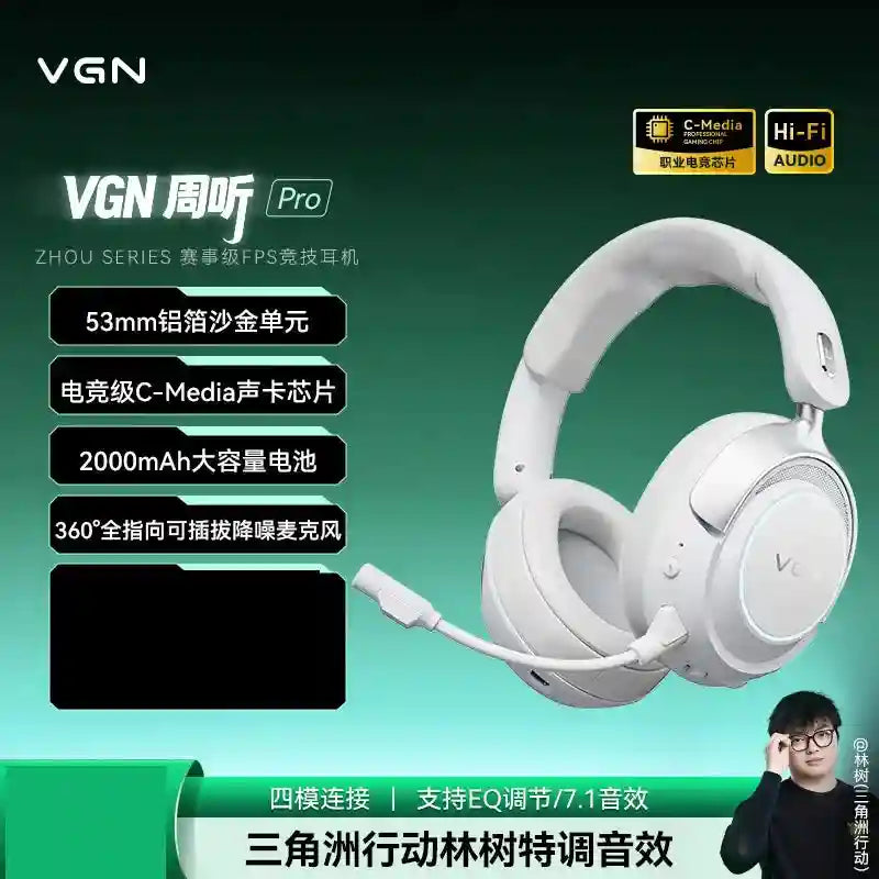 Wireless Gaming Headset with Active Noise Cancellation & Low Latency Pro White Tidesmit