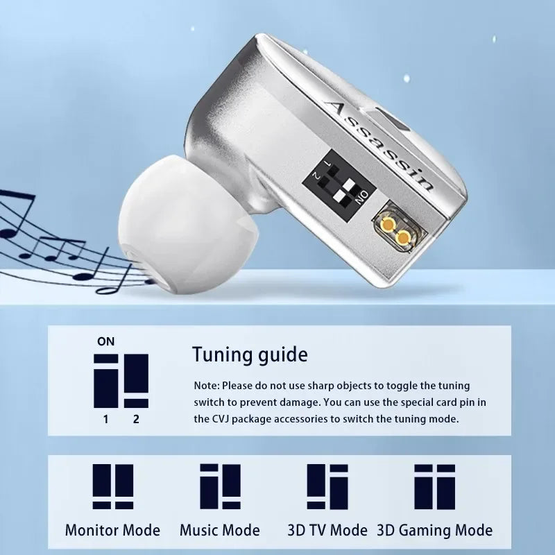 Tidesmit Wired Gaming Earbuds | Hybrid Dual Driver HiFi IEMs | Silver Tidesmit