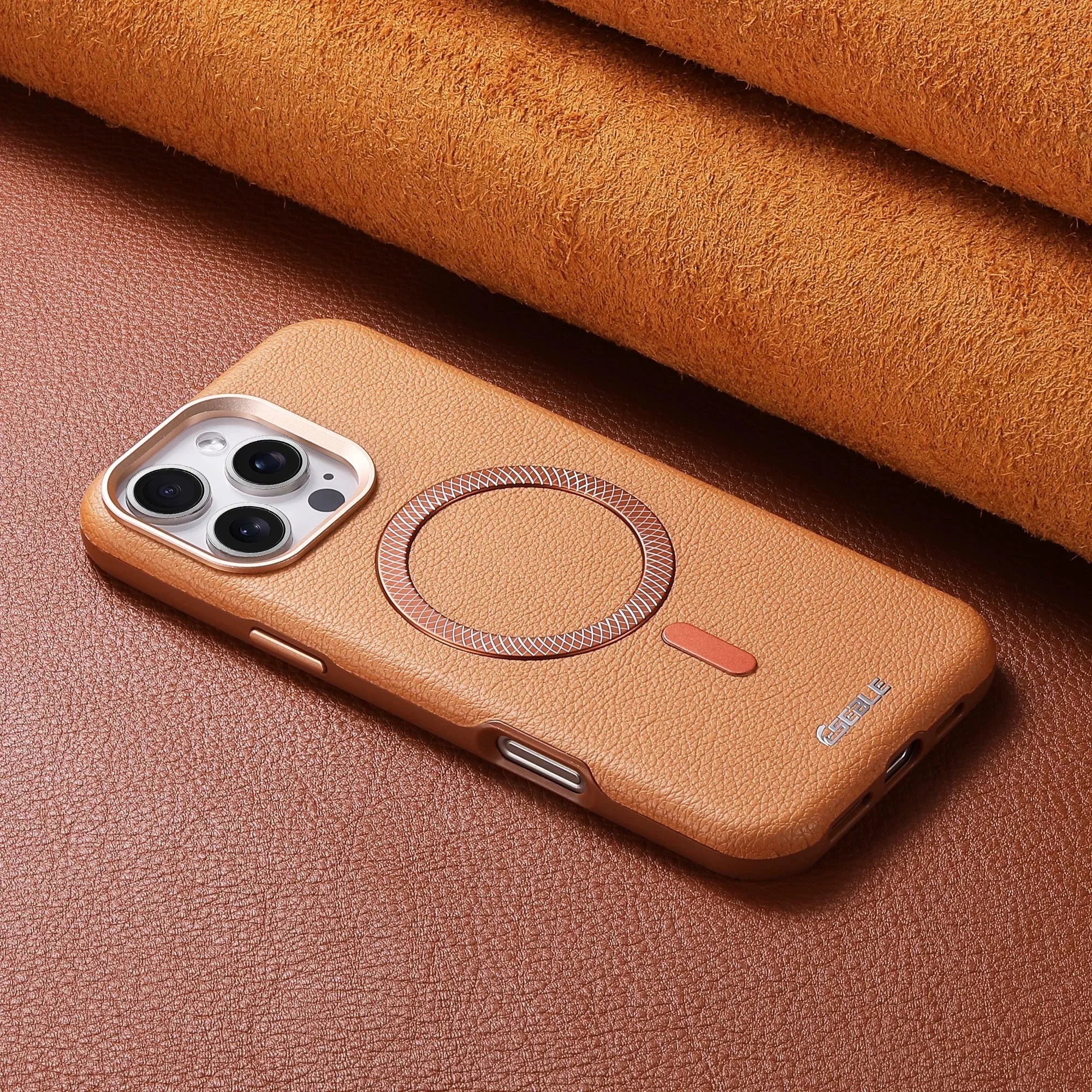 Magnetic Leather iPhone Case | Shock-Absorbing & Wireless Charging Compatible Tidesmit