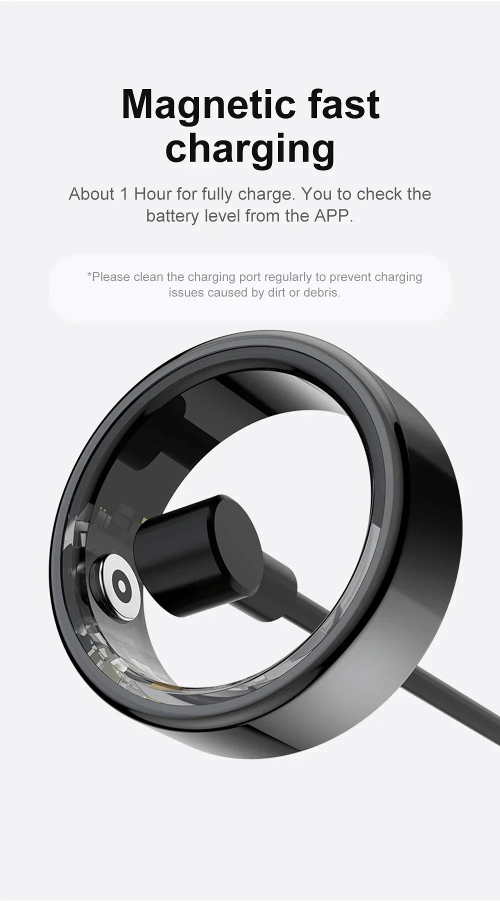New Health Tracker Smart Ring, Heart Rate Blood Oxygen Monitoring Multi-sport Modes IP68 Waterproof for Men Women Sleep Fitness