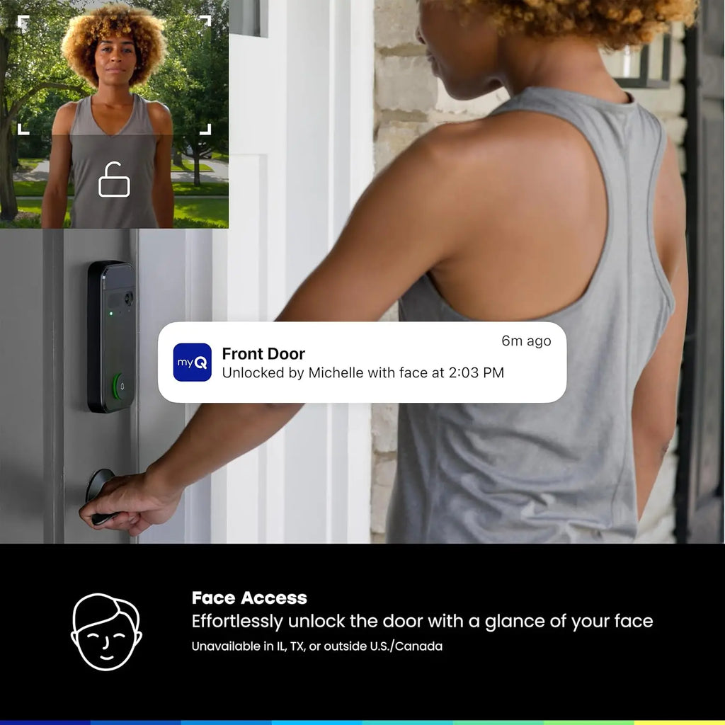 3-in-1 Smart Lock with 2K Video Doorbell Camera, Face & Fingerprint Access, Color Night Vision & Two-Way Audio