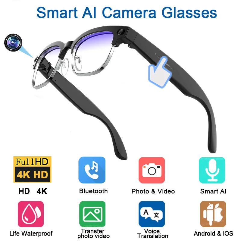 Smart Glasses with 4K HD Camera & Spatial Audio | Tidesmit Upgraded Version Tidesmit