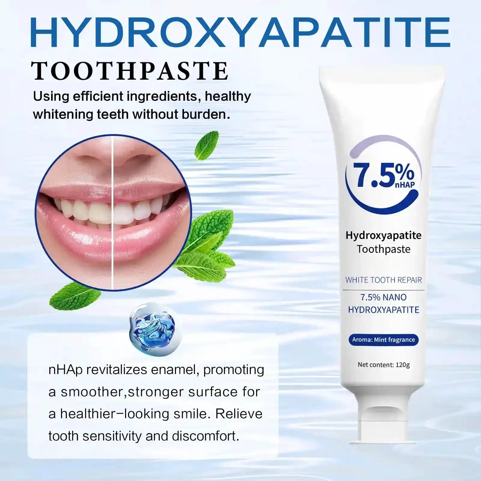 Tidesmit Hydroxyapatite toothpaste and whitening pen set for gentle stain removal and enamel repair