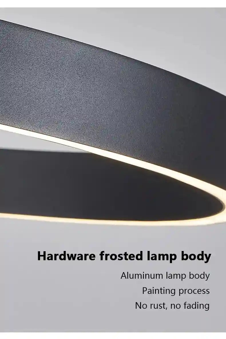 Modern 3-Ring LED Chandelier - Adjustable Dimmable Black Finish Tidesmit