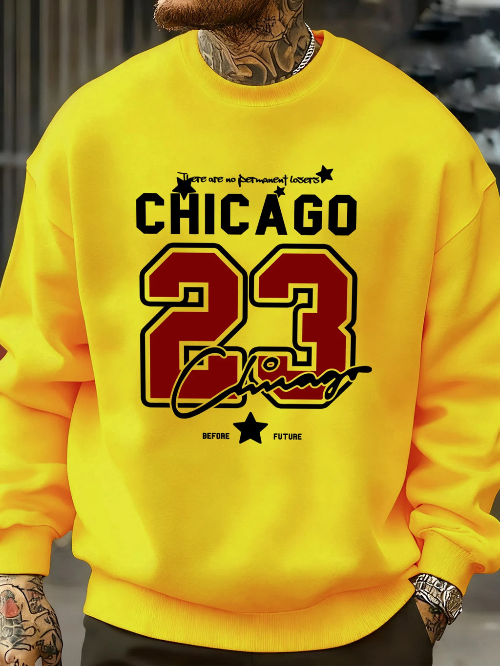 Chicago Number 23 Jersey Prints Male Sweatshirt Trendy Hip Hop Streetwear Crewneck Autumn Clothes Fleece Casual Pullover