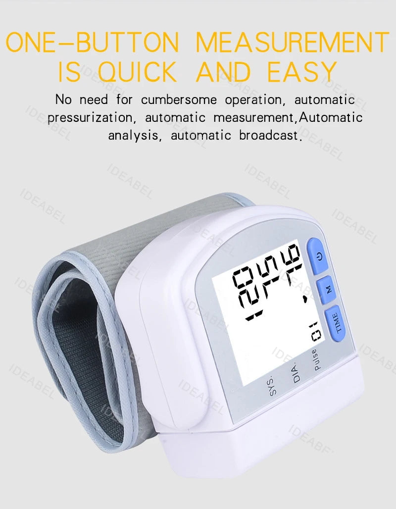 Blood Pressure Monitor Heart Beat Rate Pulse Meter Digitlal Tensiometro Health Medical BP Sphygmomanometer Wrist cuff Digital