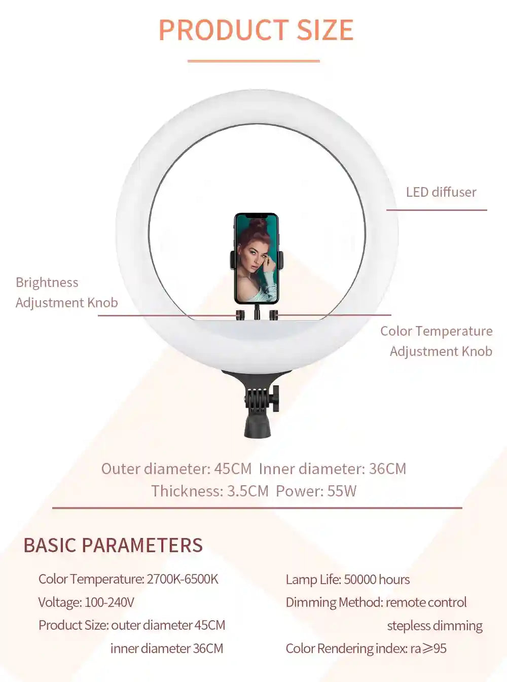 18 Inch LED Ring Light for Content Creation with Remote Control Tidesmit