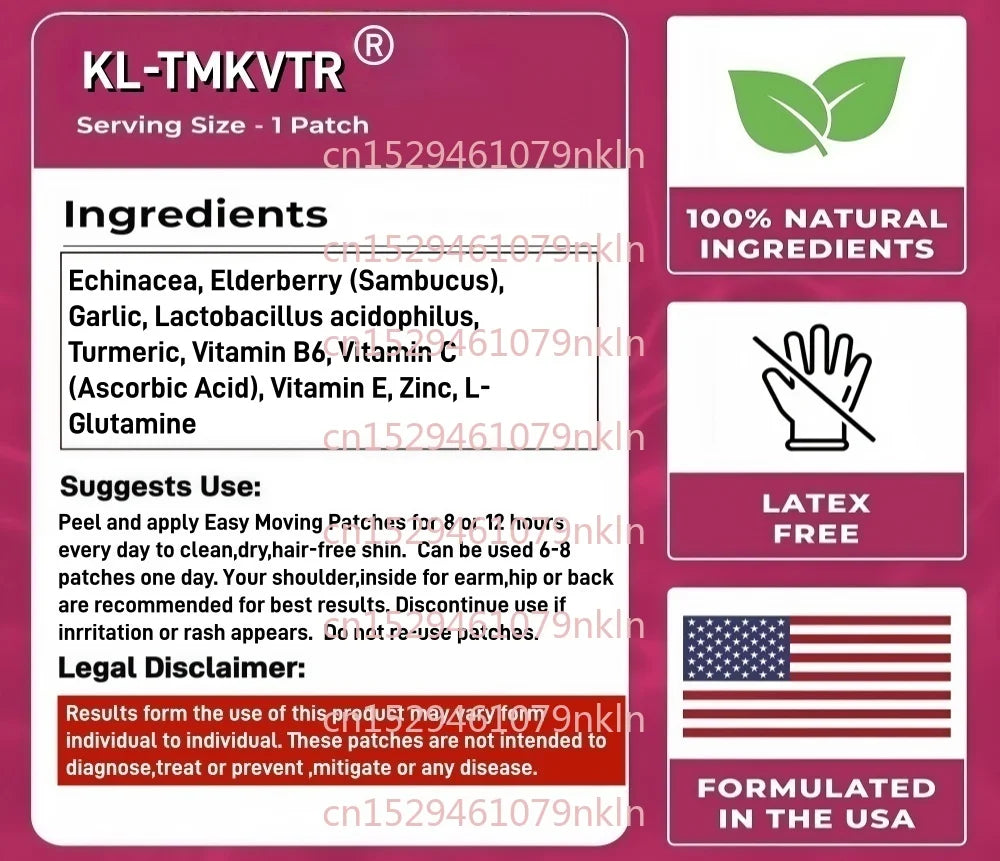 30 Patches Immune Booster Transdermal Patches with Vitamin C, Elderberry, Zinc, Probiotics & Echinacea