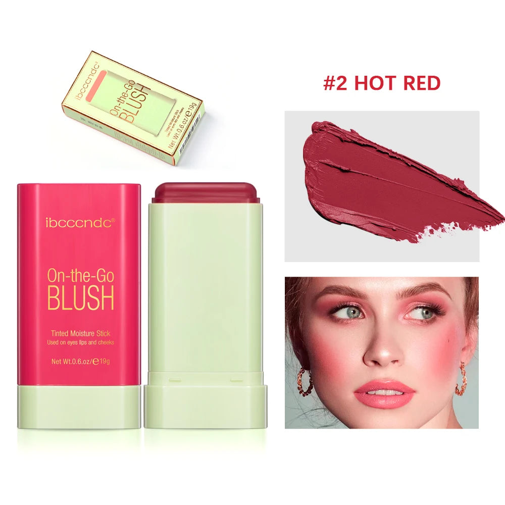 Tidesmit long-lasting orange blush cream stick texture close-up for hydrating waterproof face makeup