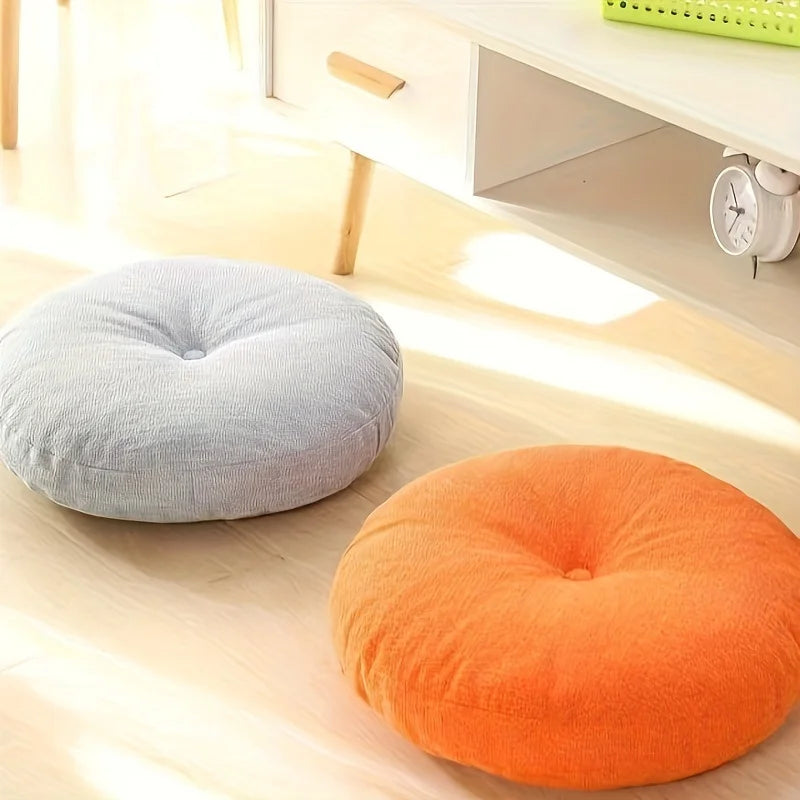 Thick Round Cushion,Soft & Comfortable Full-Filled Meditation Yoga Pillow, Bohemian Zen Home Decor in Vibrant Orange