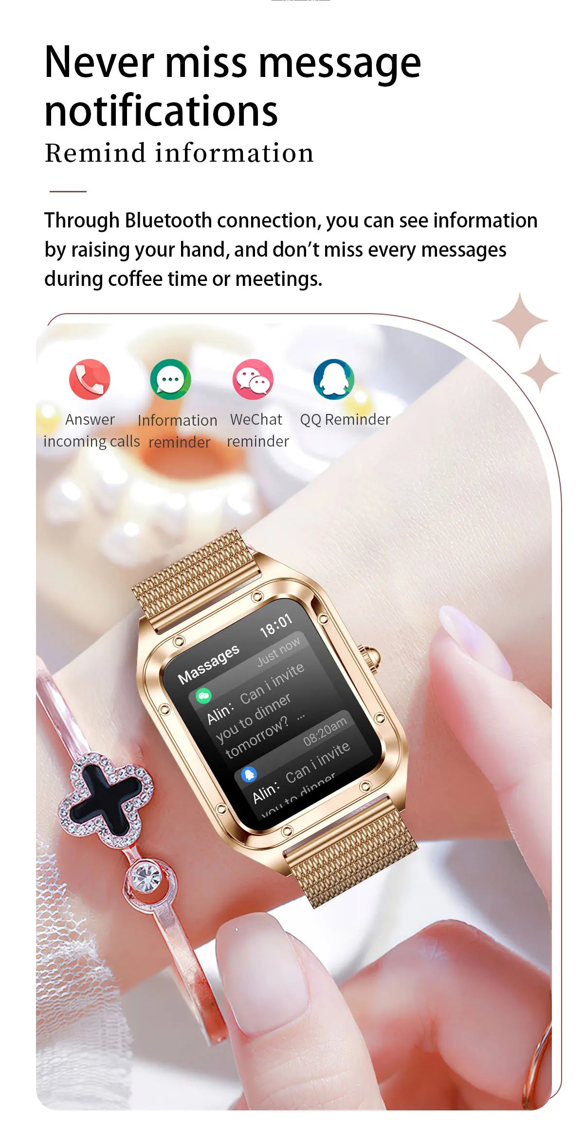 2026Ultra Thin Fashion Smart Watch For Women Screen Always Display Time Sports Bracelet Bluetooth Call 1.59" AMOLED Woman Watch