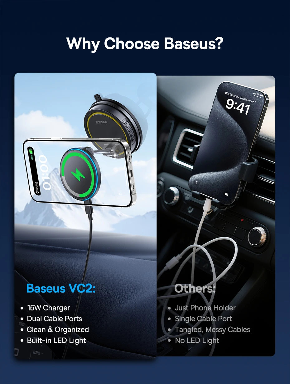Magnetic Car Phone Holder & Qi Certified Fast Wireless Charger - Silver Tidesmit