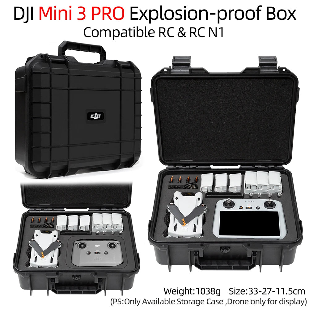 DJI Mini 3 Pro Hard Case - Waterproof Protective Storage Box Black Tidesmit