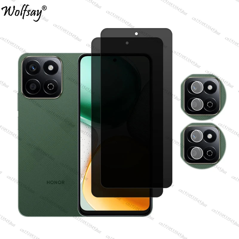 Privacy Screen Protector For Honor X7c 5G Anti-Spy Tempered Glass For Honor X7c 5G Camera Lens Film Glass For Honor X7c 5G Glass AE 2 Glass and 2 Lens Tidesmit
