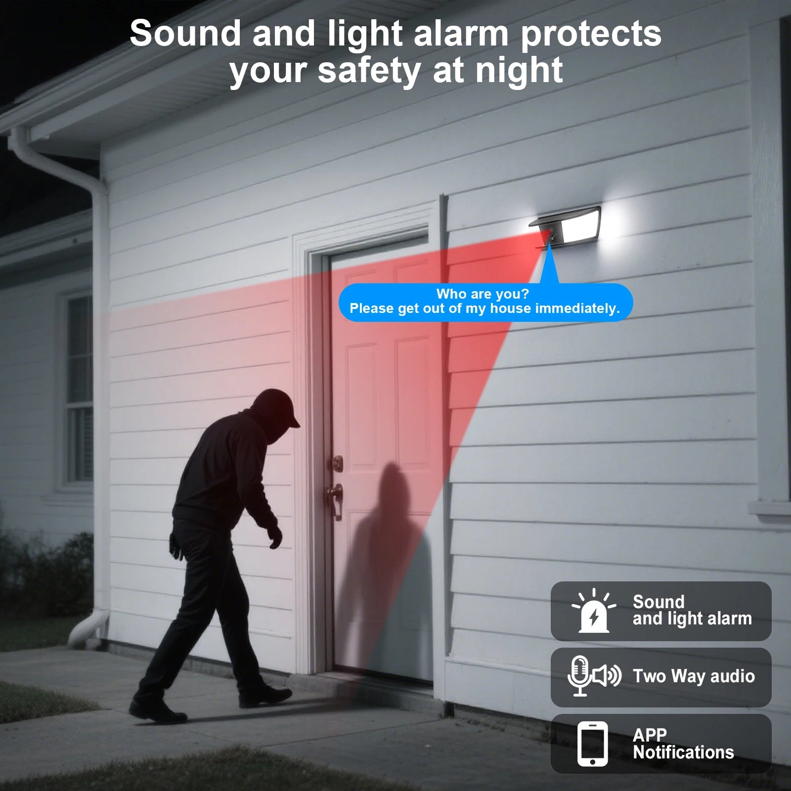 2K Solar Camera Wall Light Outdoor Surveillance Camera 5200mAh Battery Camera Color Night Vision Local Alarm Humanoid Detection