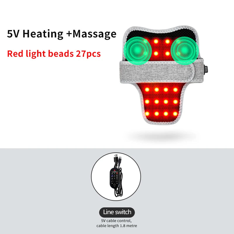 Heated Neck Massager with Red Light Therapy - Portable Muscle Relief Massage Cushion 5V-Massage Tidesmit