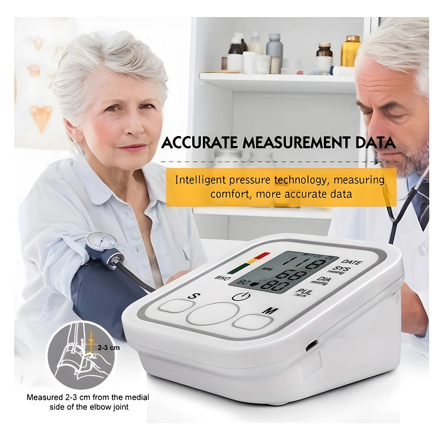 Medical Grade Upper Arm Digital BP Monitor Automatic Sphygmomanometer Kit Home Health Measuring Device