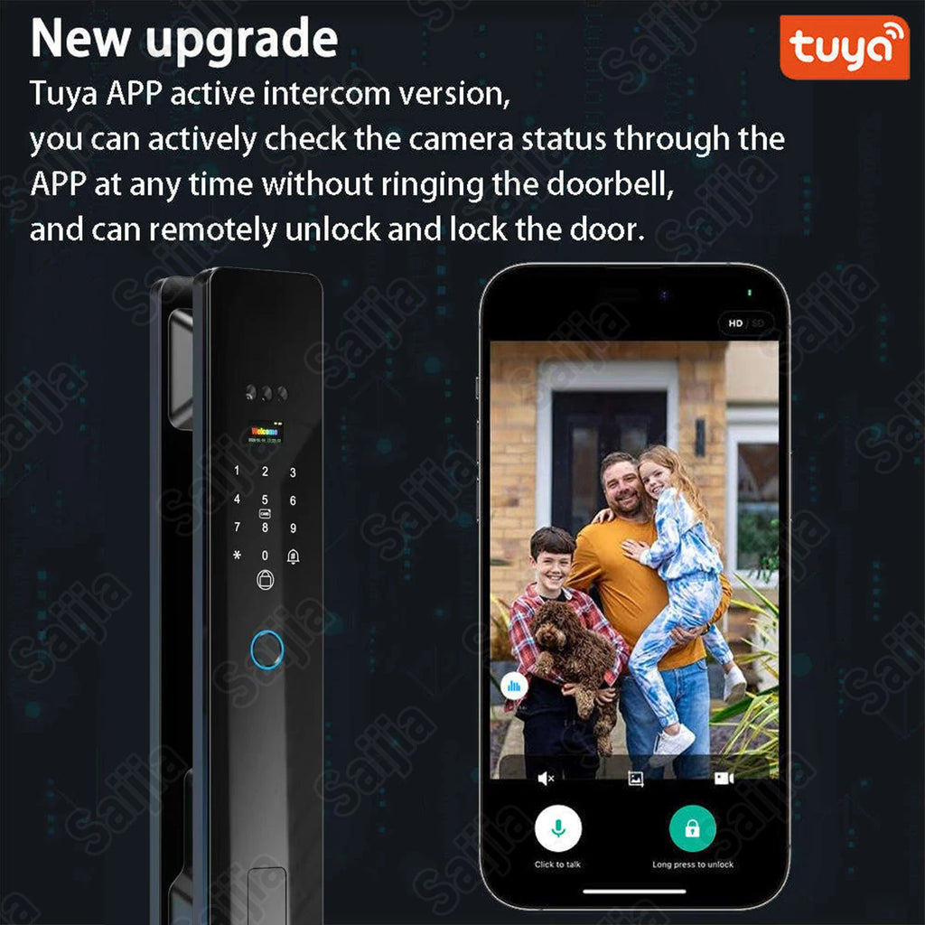 2026 Tuya Palm Smart Door Lock Rfid IC Card Wifi Camera Video Call Security Door Lock Front Door Electric Fingerprint Lock
