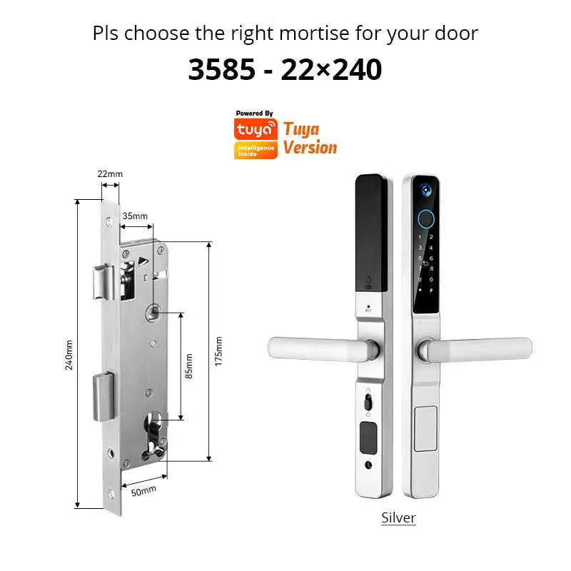 Smart Lock with Camera Door Viewer Waterproof IP66 Tuya WiFi Fingerprint Password Sliding RFID Card Sliding Electronic Door Lock