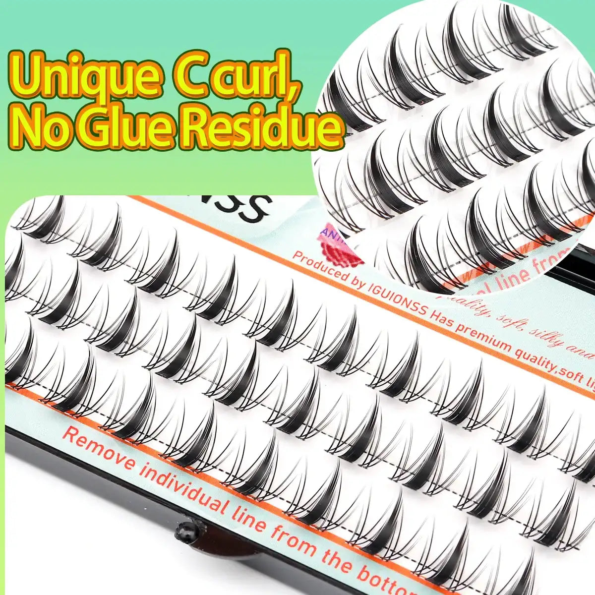 IGUIONSS Segmented False Eyelash Extension DIY Natural Individual Lash Makeup Tools Soft Easy to Operate Eyelashes False