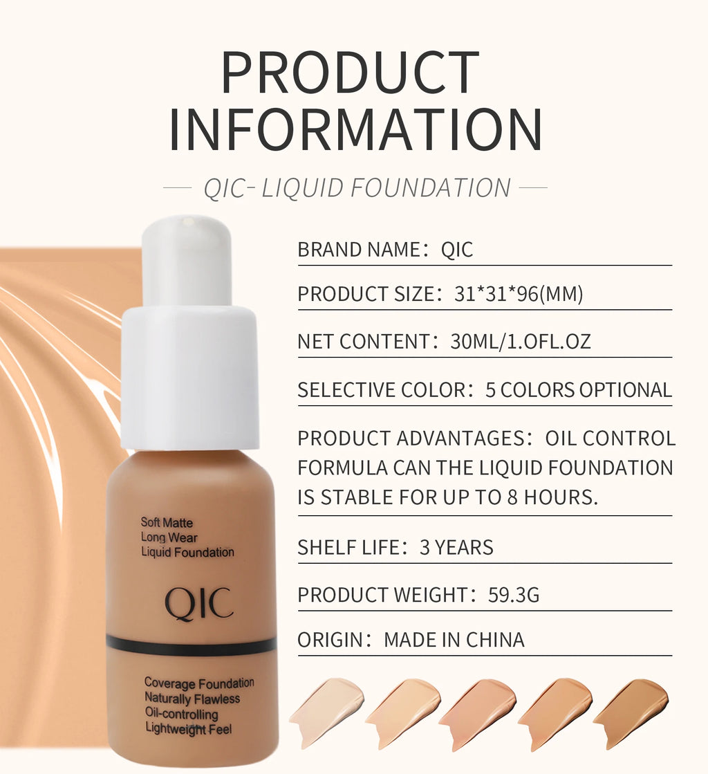 Tidesmit matte oil-control liquid foundation shade swatch for long-lasting waterproof face makeup coverage