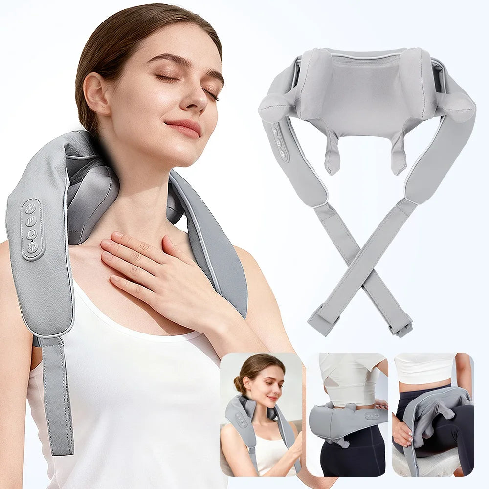 Wireless Neck and Shoulder Massager - 8-Head Deep Tissue Shiatsu Back Massage Instrument Tidesmit