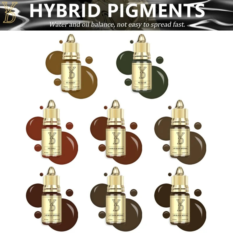 Microblading Pigment Ink Set - 8-Piece Professional Fluid Cream Permanent Makeup Machines 8pcs Set Tidesmit