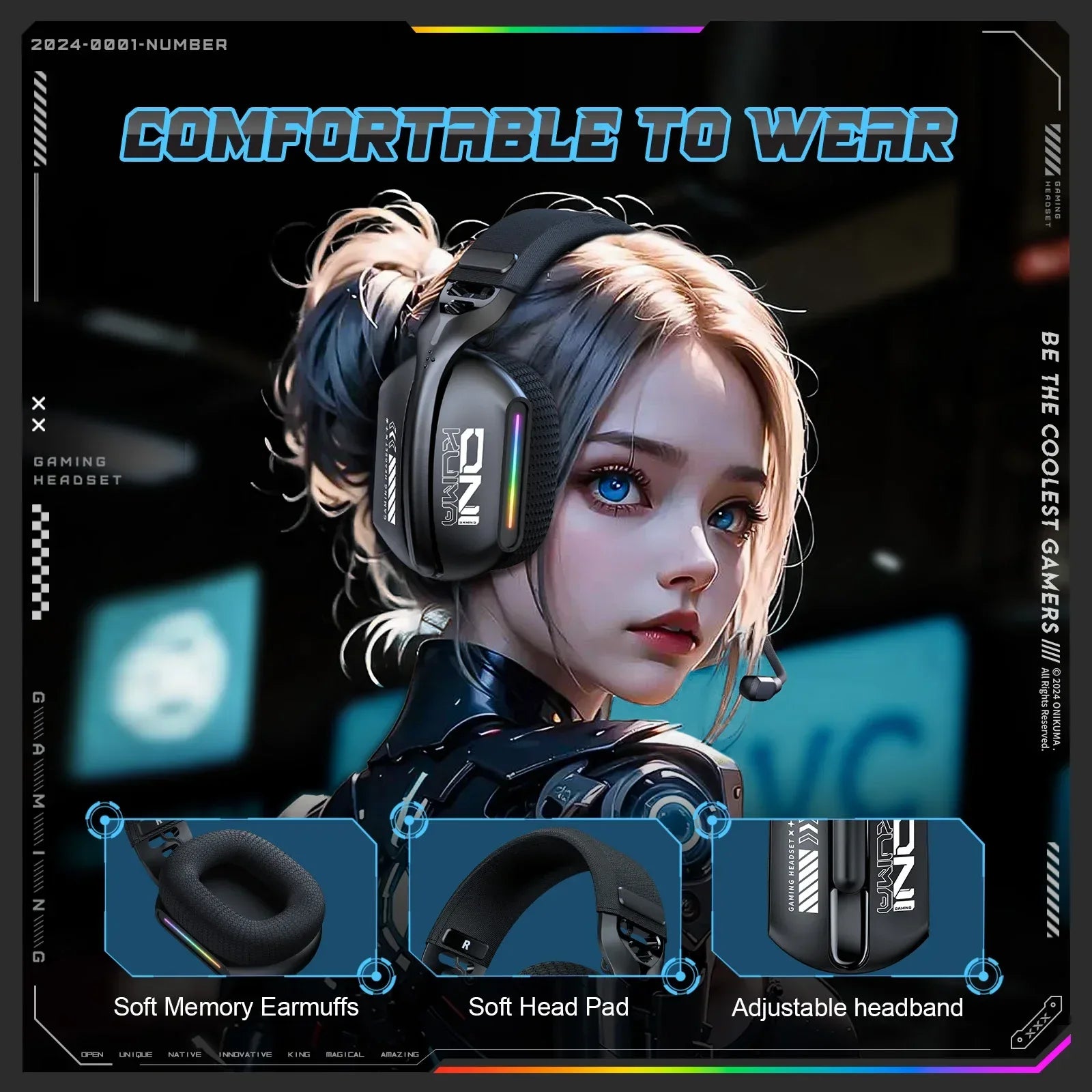 Wireless Gaming Headset Tidesmit GT808 Bluetooth RGB Mic Tidesmit