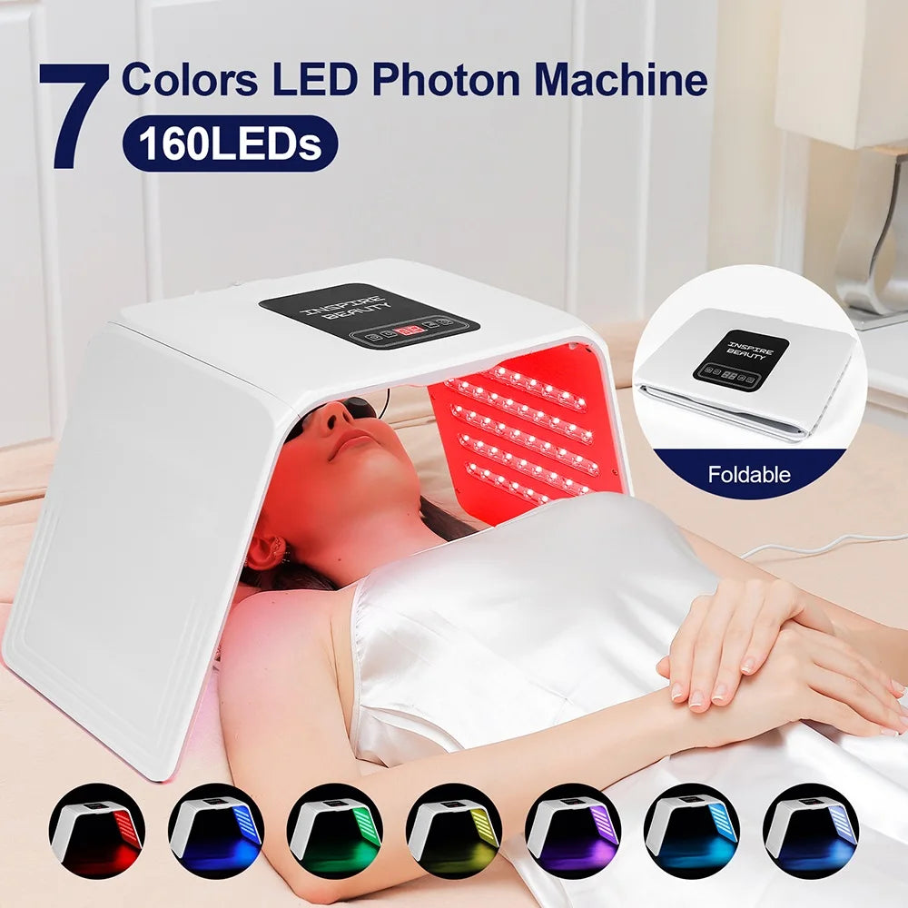 160 LEDs Foldable 7 Colors LED Photon Machine Beauty Salon Home Use LED Facial Body SPA Mask PDT Machine Face LED Mask Skin Care