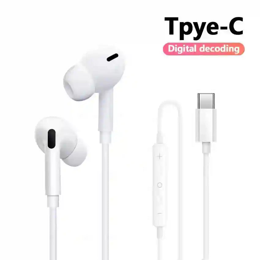 USB C Wired Headphones with Mic - Noise Canceling Stereo Earbuds type c3 headset Tidesmit