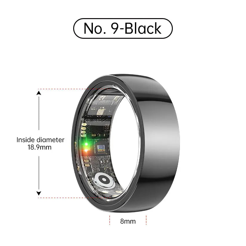 Smart Health Ring – Waterproof Fitness Tracker by Tidesmit Ceramic Black No. 9 Tidesmit