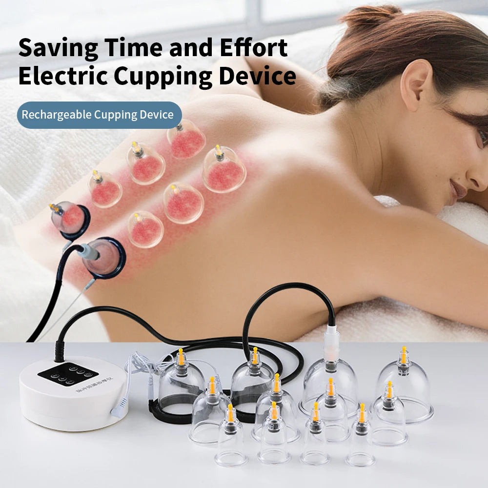 Vacuum Cupping Therapy Set - 12-Piece Professional Recovery Tool Relaxation Treatment Tidesmit