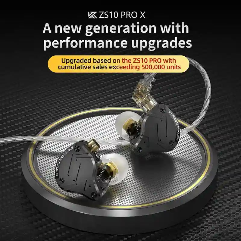 KZ ZS10 Pro X In-Ear Monitors: 5-Driver Hybrid Wired Studio Earphones Tidesmit