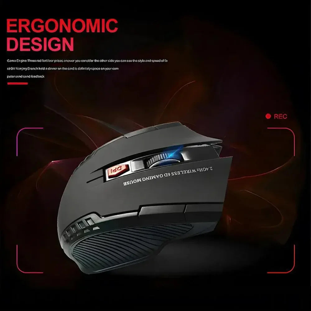 2.4G Wireless Mouse for Laptop Gamer Ergonomic Computer Mouse Wireless with USB Receiver 1600DPI 6 Buttons Portable Optical Mice