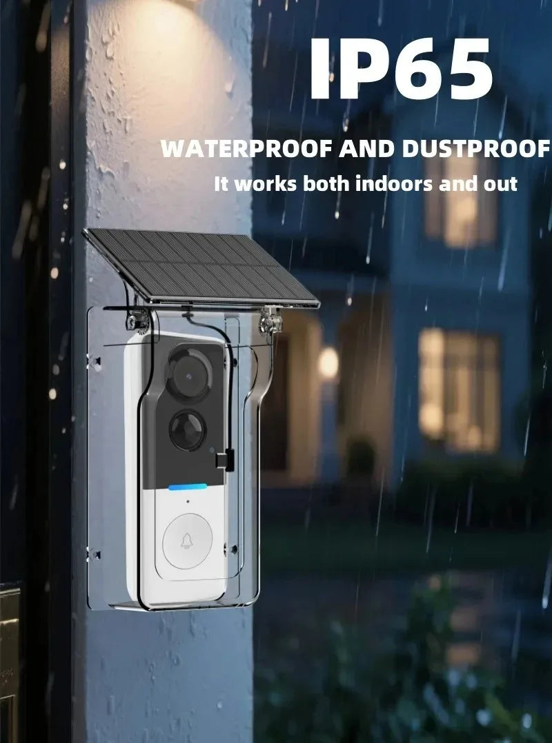 Tuya 1080P Doorbell Camera WIFI with Solar Cover 2-way Audio Intercom Video Motion Detect Waterproof Outdoor Wireless Doorbell