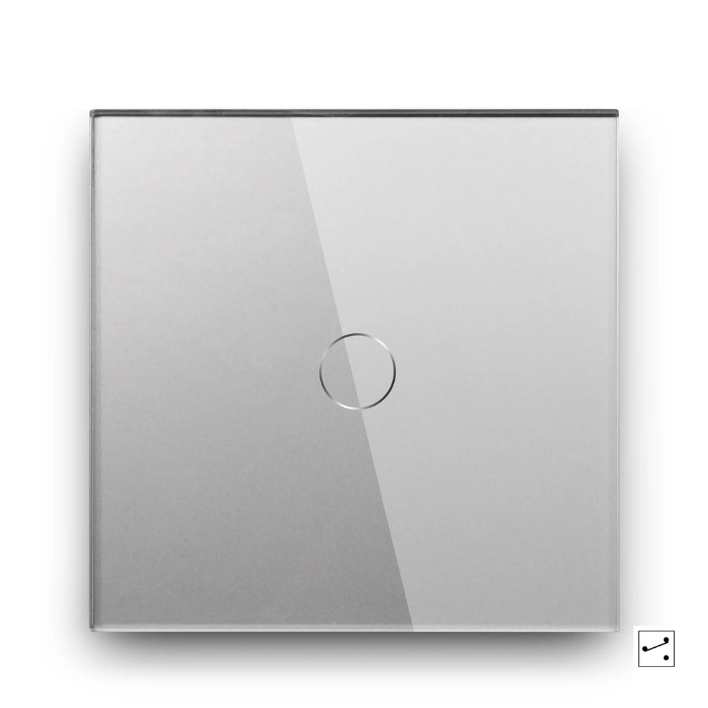 Crystal Glass WiFi Smart Light Switch | App-Controlled Wall Mount 1 Gang 2 Way Gray Tidesmit