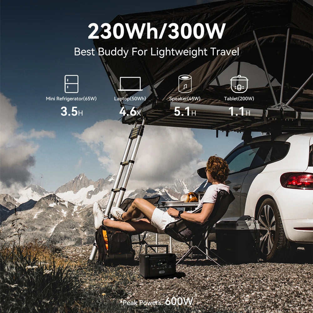 T300PRO Portable Solar Power Station 600W Peak Fast Charging Outdoor Backup Battery