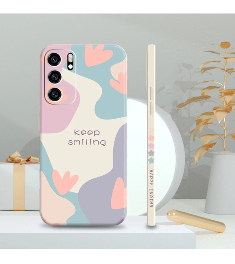 Samsung Galaxy Silicone Flower Case - Shock-Absorbing Square Cover Tidesmit