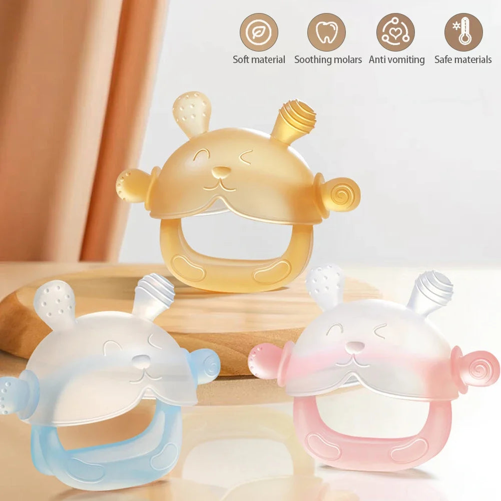 Silicone Teether Silicone Toddler Chew Toys Sensory Toys Anti Drop Wrist Hand Teether Baby Teething Mitten Food-Grade Soothing