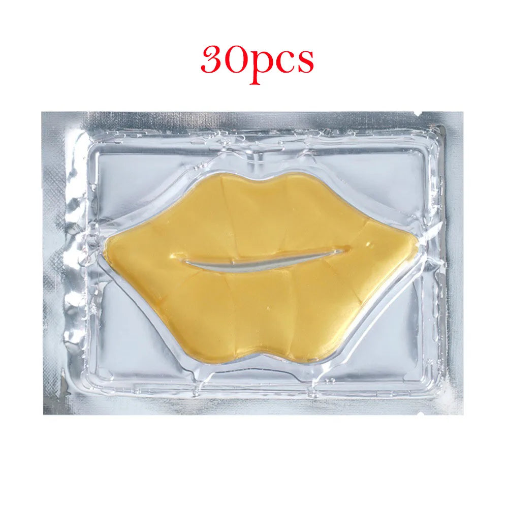 Crystal Collagen Lip Mask - 30 Pack Intensive Moisturizing Lip Treatment Lip Care Gold 30pcs Tidesmit