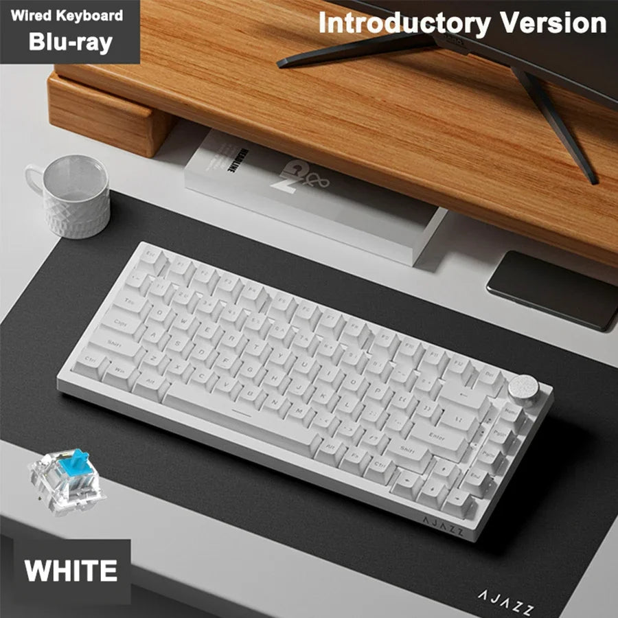 AJAZZ AK820 Wired Mechanical Gaming Keyboard 75% Layout 82 Key Hot-Swappable Design Metal Volume Knob Ideal Esports Office Use